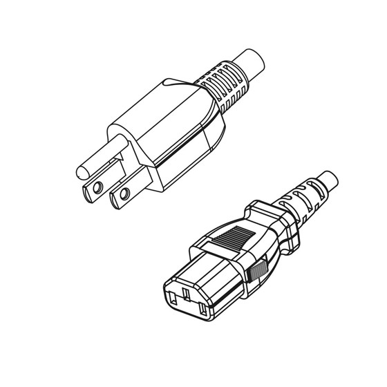 US/Canada NEMA 5-15P Plug to IEC 320 C13 Lock Type Power Cord Set